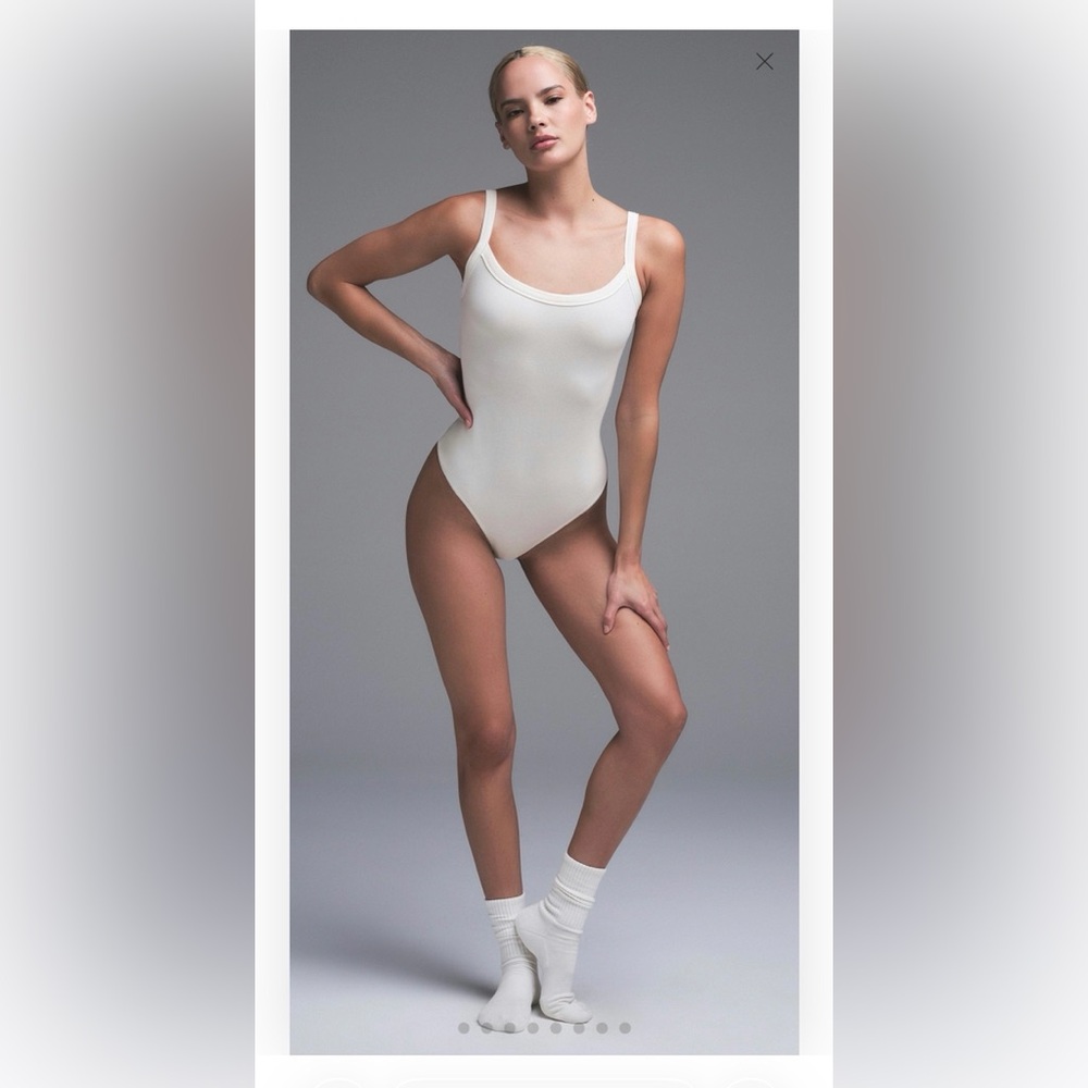 SKIMS - *NEW* 🤍 White Cotton Jersey Scoop Neck Bodysuit
